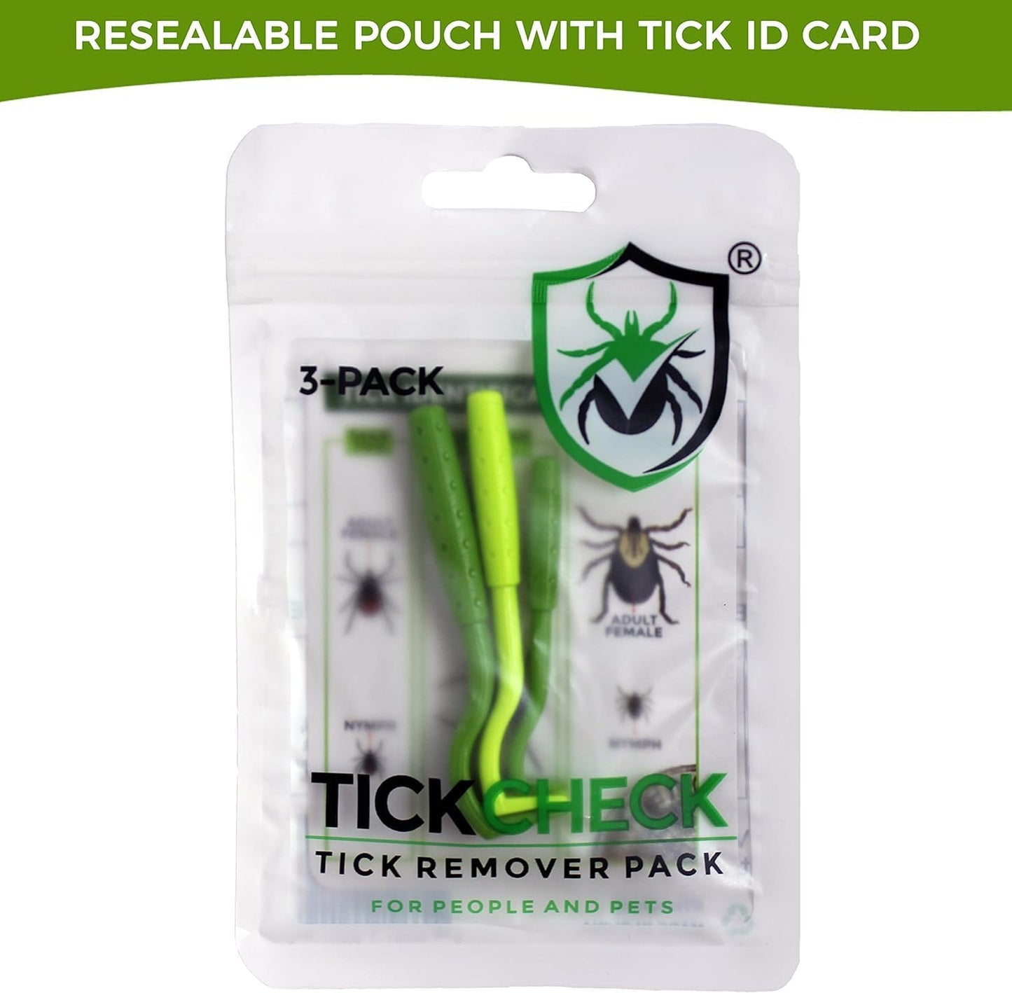 TickCheck Tick Remover Value 3 Pack - Tick Remover Tools + Tick Identification Card - for Humans, Dogs & Cats (5)