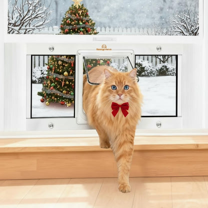 Homegroove Cat Door for Window, Adjustable Fits to 31"-36" Width Window Pet Door for Cat & Doggy, Aluminum Frame Window Cat Door Insert to Control Pet Access (31-36inch)