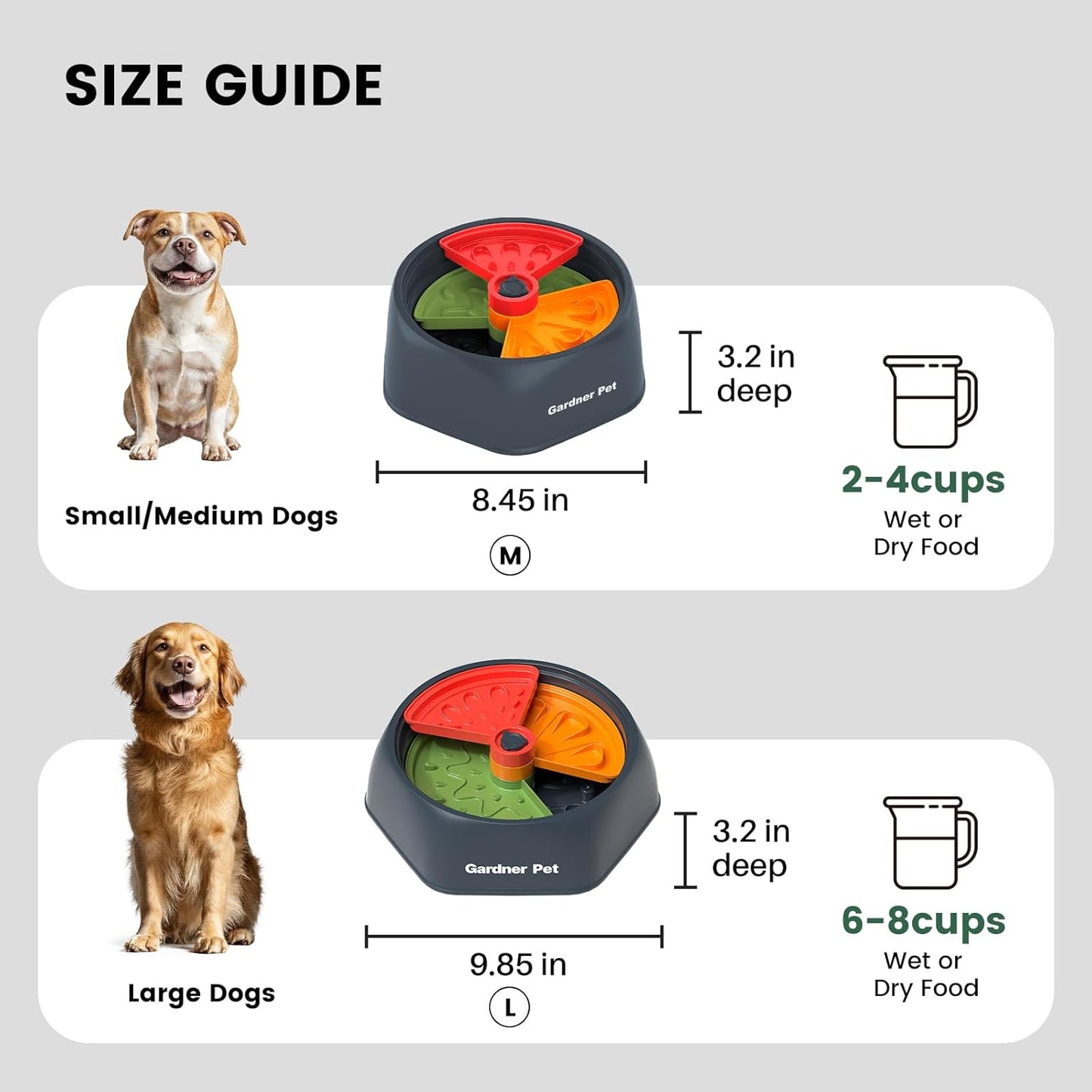 Gardner Pet Adjustable Slow Feeder Bowl for Medium/Large Dogs – 9.85'' L Size with Suction Base, Detachable Puzzle Insert & Freeze-Friendly Design (BPA-Free)