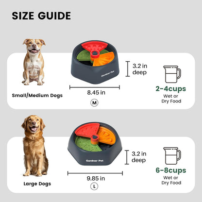 Gardner Pet Adjustable Slow Feeder Bowl for Medium/Large Dogs – 9.85'' L Size with Suction Base, Detachable Puzzle Insert & Freeze-Friendly Design (BPA-Free)