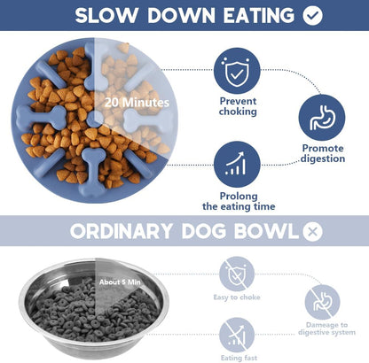Soft Silicone Anti-Choking Puzzle Slow Down Eating Feeder Insert, Compatible with Regular Elevated Dog Bowls Slow2.0
