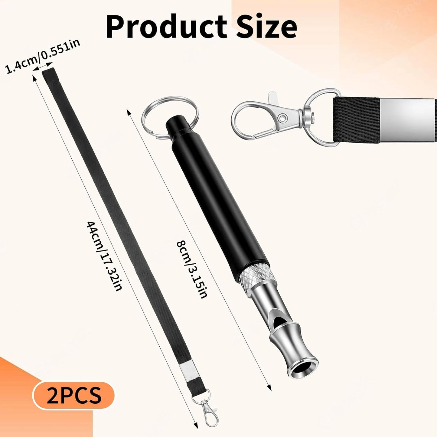 2 PCS Dog Whistle Training, Silent Dog Whistle to Stop Barking, Adjustable Ultrasonic Dogs Training Whistles with Lanyard (Black+White)