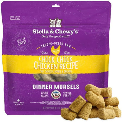 Stella & Chewy's Freeze-Dried Raw Cat Dinner Morsels - Premium Chicken Recipe with 98% Cage-Free Meat & Organs - Natural Grain-Free Cat & Kitten Food - Made in USA - 18 oz