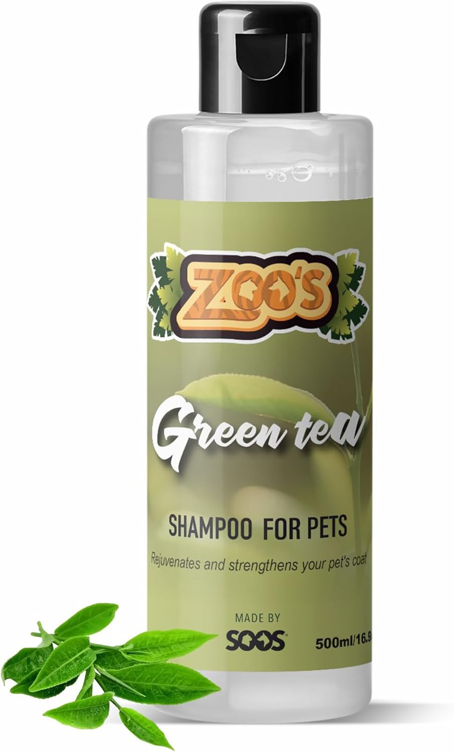 Zoo’s Pet Dog Shampoo Green Tea for Cats and Pets Vitamins E and C Nourish Skin, Promote Growth of Soft Lustrous Fur - 500ml