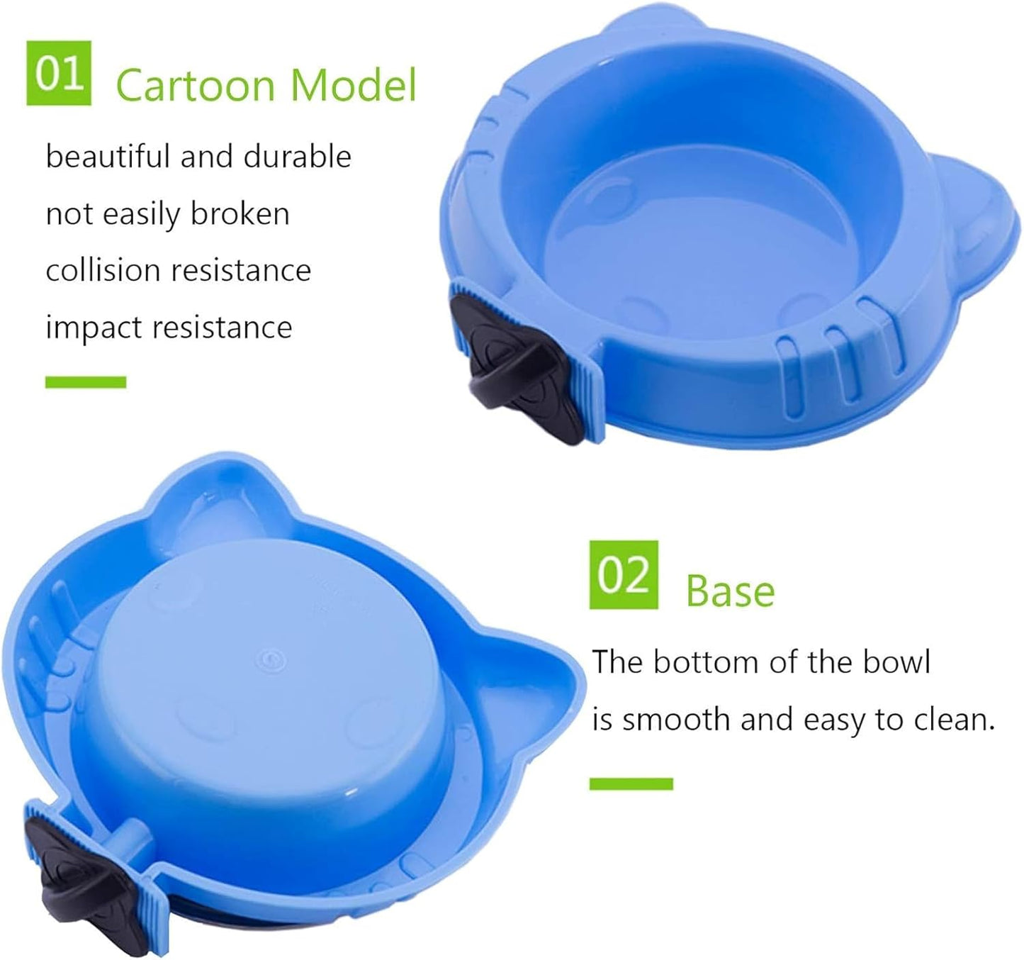 Hamiledyi Crate Dog Bowl 2 PCS Cat Removable Water Food Feeder Bowls with Bolt Holder Stainless Steel Hanging Suitable for Small Pet Dog Cat Bird (Blue+Green)