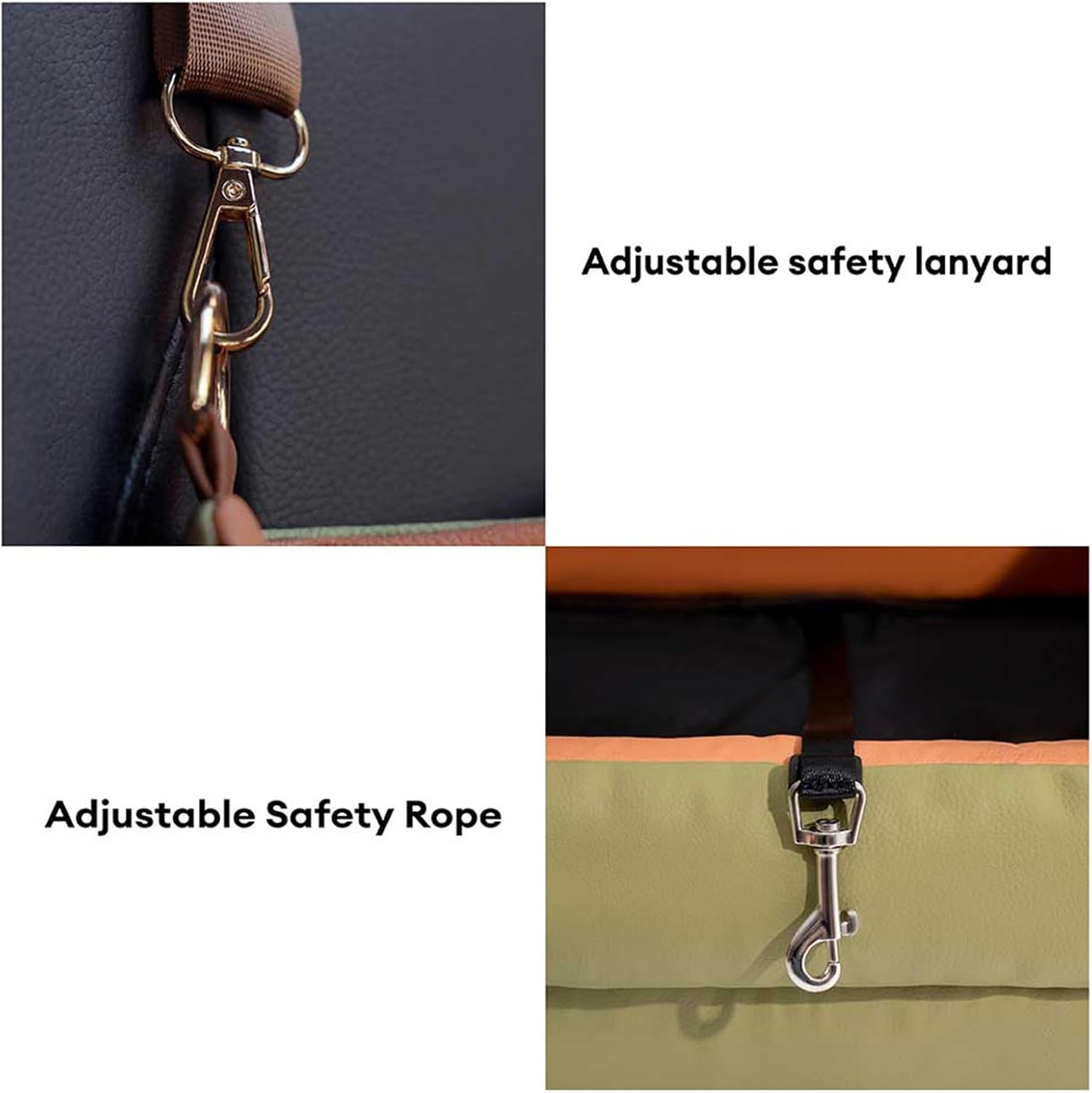 FUNNYFUZZY Dog Car Seat for Small Dogs, Waterproof Dog Booster Car Seats, Faux Leather Pet Vehicle Seat Travel Bed with Thick Cushion, Carseat for Dogs, Orange Green