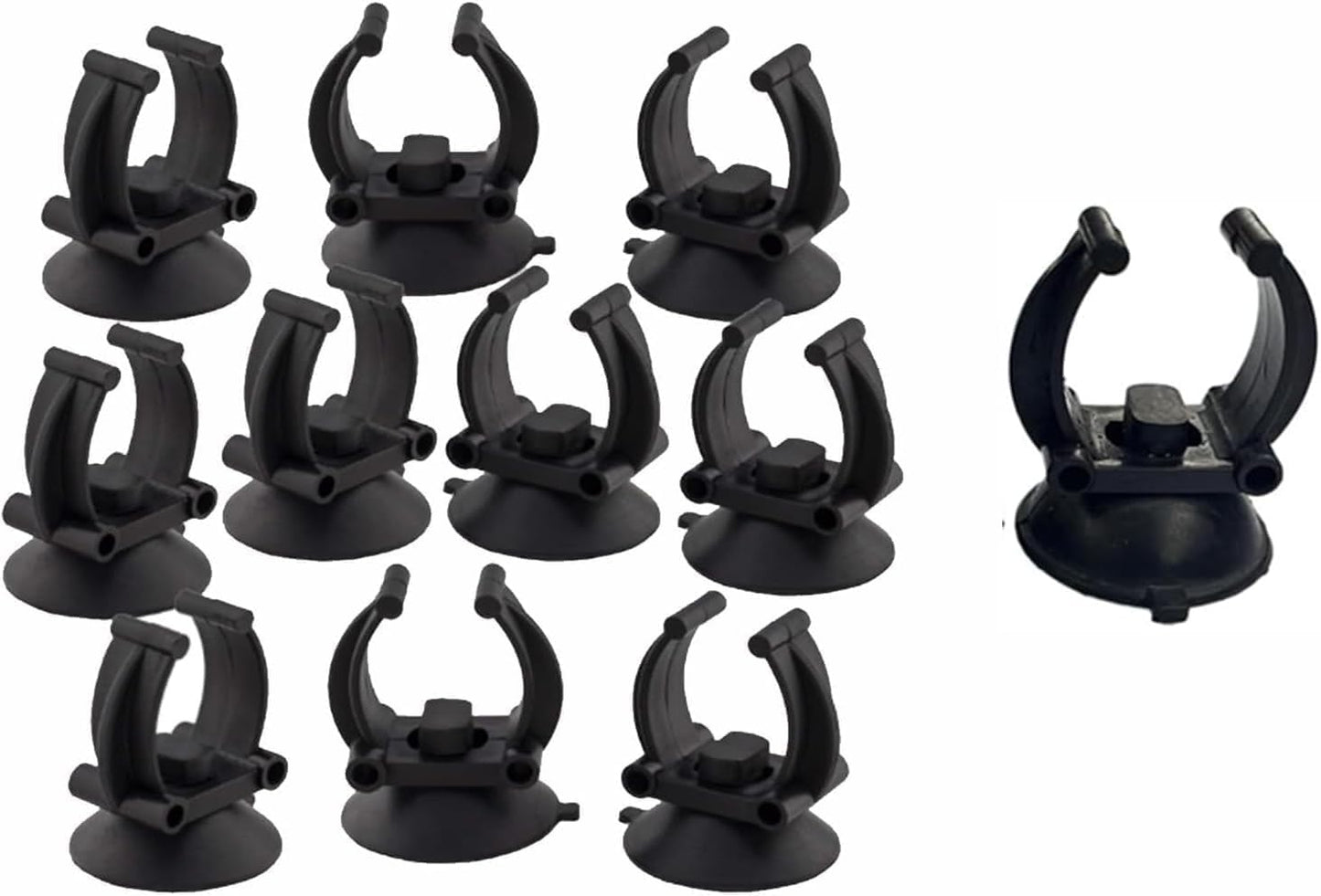 10Pcs Aquarium Suction Cup Clips, 18-22mm, Black, Universal Fish Tank Holders for Heaters, Pumps, Filters and Hood