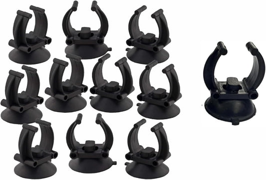 10Pcs Aquarium Suction Cup Clips, 18-22mm, Black, Universal Fish Tank Holders for Heaters, Pumps, Filters and Hood