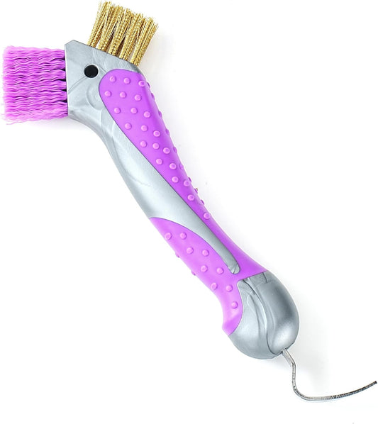 Horse Hoof Pick with Dual Brush,TPR Non-Slip Grip, Farrier Tool Hoof Pick for Horse Hoof Cleaning and Grooming