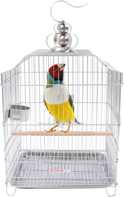 Bird Cage, Open Stand Upright Parrot Parakeet Cage with Rolling Stand, Large Metal Bird Flying Cage for Conure Cockatoo Sparrow Macaw Cockatoo Pet House, 16 x 14 x 20.4 Inch
