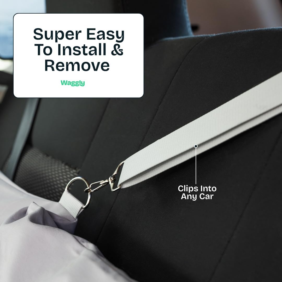 Large Dog Car Seat for Back Seat Travel | Dog Car Bed for Large Dogs with Safety Straps & Cushion Support by Waggly