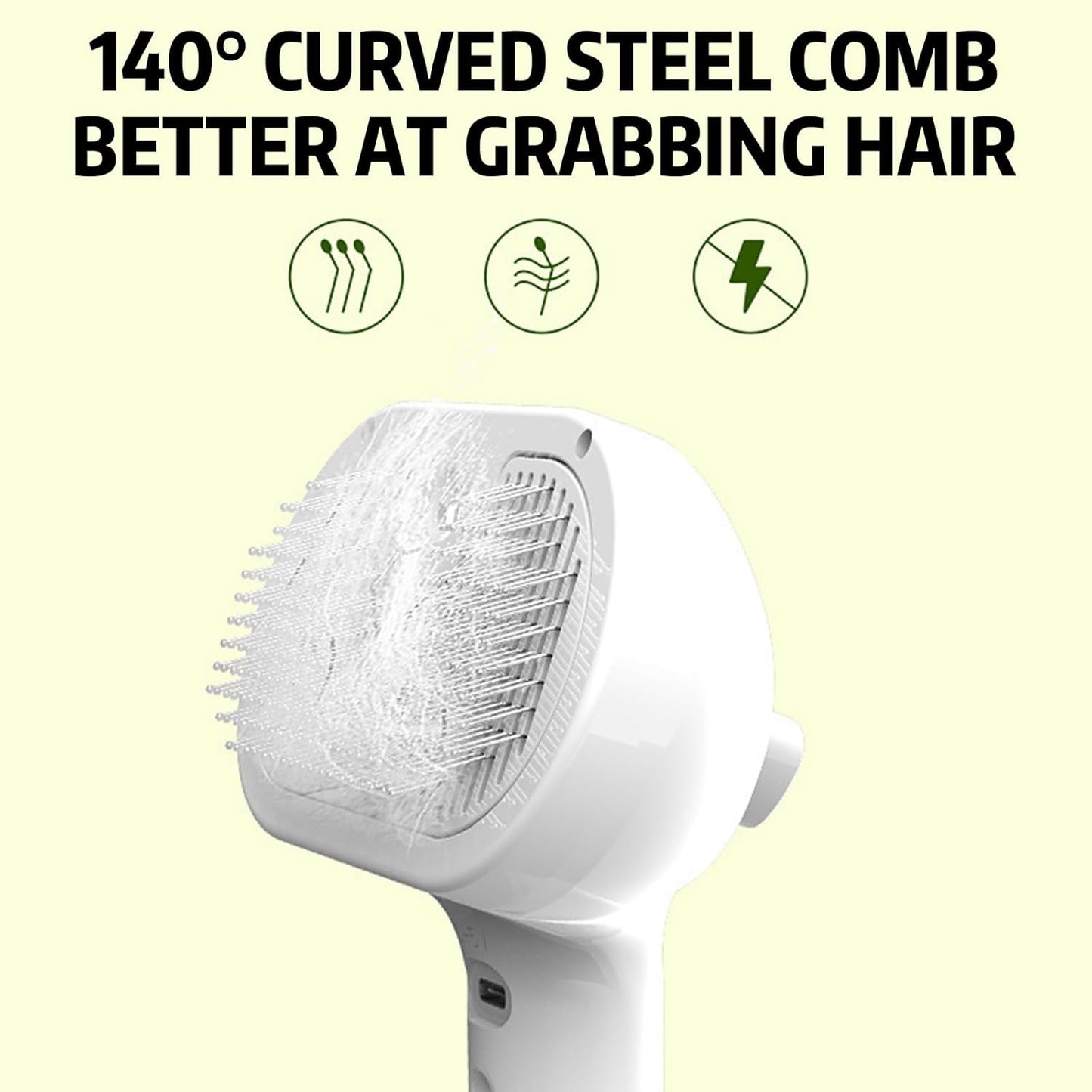 Pet Steam Brush, 3-in-1 Self-Cleaning Grooming Tool for Long & Short Hair Pets - Deshedding and Dematting Hair Brush for Dogs & Cats - White