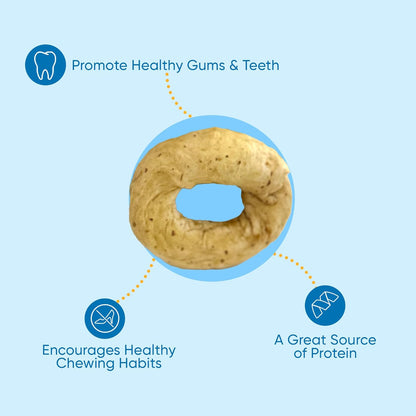 123 Treats Beef Collagen Bagel - (3 inches - 6 Count) Peanut Butter Flavor Dog Chews, Natural High-Collagen Treats for Dogs, Long-Lasting Chew Rings for All Dog Sizes