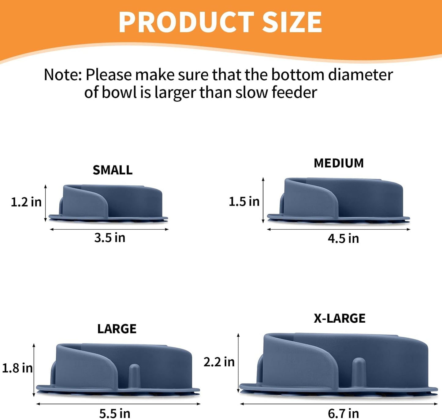 Slow Feeder Dog Bowls Insert, Bestalk Soft Silicone Slow Eating Feeder Insert with Suction Cups for Small, Medium and Large Dogs, Fit into Basic and Elevated Dog Bowls, Dark Blue