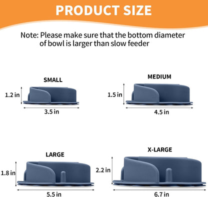 Slow Feeder Dog Bowls Insert, Bestalk Soft Silicone Slow Eating Feeder Insert with Suction Cups for Small, Medium and Large Dogs, Fit into Basic and Elevated Dog Bowls, Dark Blue