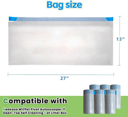 120 Count Litter Bags Compatible with Neakas M1 and Autoscooper 11 Open-Top Self-Cleaning Cat Litter Box, 6 Rolls Cat Litter Waste Receptacles Bags (120 Count)