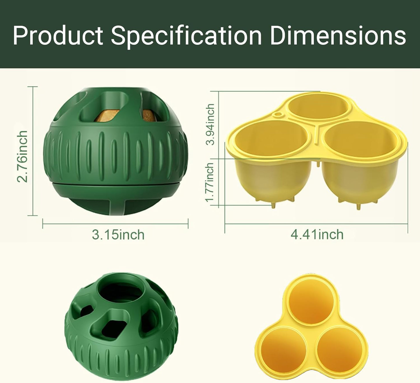 2PC Interactive Dog Toys, Durable Silicone Chew Toy for Aggressive Chewers,Interactive Frozen Dog Treat Toy with Ice Tray， Slow Feeder & Puzzle Enrichment Ball for Small Medium Dogs (Green)