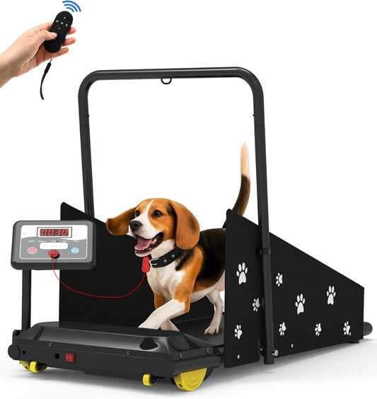 Petbobi Dog Treadmill for Small & Medium Dogs- Quiet Indoor Pet Exercise Machine with 360° Rotatable Display, Remote Control & Wheels, Heavy-Duty 265 lbs Capacity for Fitness & Weight Management