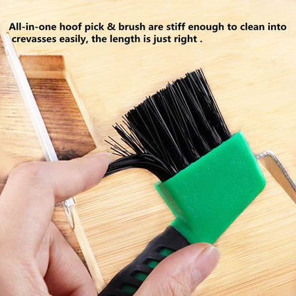 4Pcs Horse Hoof Pick Brushes,Horse Hoof Pick Brush with Soft Touch Rubber Handle