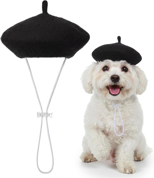 Dog Beret Dog Cat Hats, Funny Artist Dogs Hat, French Mushroom Artist Fedora Hat Pet Headwear Decor Christmas Costume Hair Accessory Photo Props