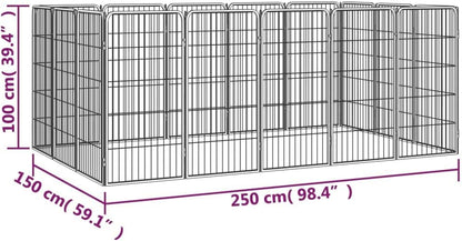 LUMILAND Sturdy 16-Panel Dog Playpen for Safe Outdoor Play, Adjustable Size, Powder-Coated Steel, Black