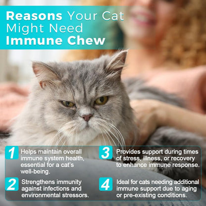 Pets Cat Immune Chews - 60 Count | Immune System Support for Cats | Antioxidant-Rich Formula with Essential Nutrients