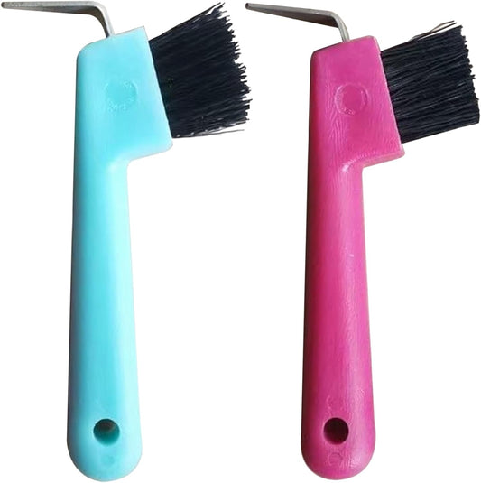 Hoof Pick 2Pcs Handheld Replacement Portable Horseshoe Horse Brush with Hanging Hole Cleaning Horse Supplies, Random Color