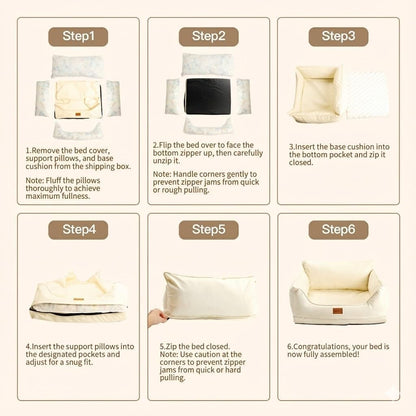 L Dog Sofa Bed for Large Dogs – Orthopedic Couch with Supportive Bolster Sides, Easy-Clean Wipeable Surface, Removable Cover, Non-Slip Bottom, 31.5x22x10.6 Inch