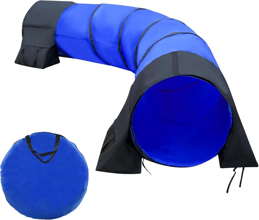 10 Foot Dog Agility Tunnel with Sandbags, 24 Inch Open Indoor Outdoor Dog Agility Training Equipment for Large Medium Small Dogs