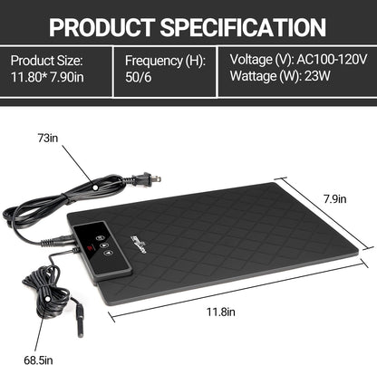 REPTI ZOO Reptile Heat Pad 8 in × 12 in, 23W Reptile Heat mat with Adjustable Thermostat for Turtles, Hermit Crabs, Bearded Dragons, Leopard Geckos, Snakes, Lizards