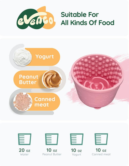 Slow Feeder Bowl Bundle: Light Blue Frozen Lick Mat (6.0" x 1.0") + Pink Starry Sky Feeder (5.3" x 3.7"), Freeze-Friendly Lick Bowl with Suction Cups for Enrichment and Anxiety Relief