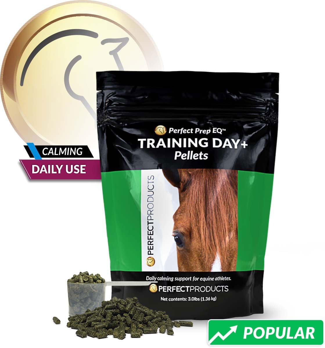 Perfect Prep EQ Training Day+ Pellets Show Safe Horse Calming Supplement (3 lb)