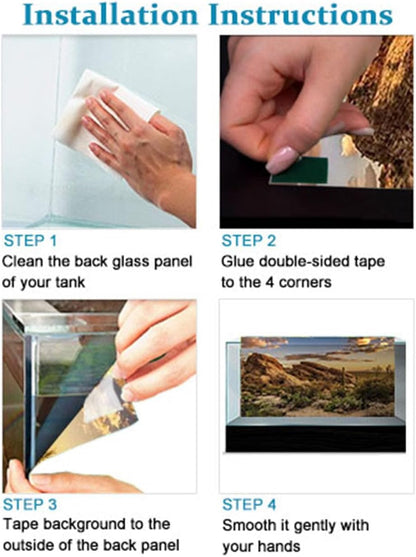 Aquarium Background, Aquatic Plant River Bed & Lake Tropical Undersea Tree Branch Fish Tank Background, 6 EVA Double-Sided Tapes 36x18 inches/90x45