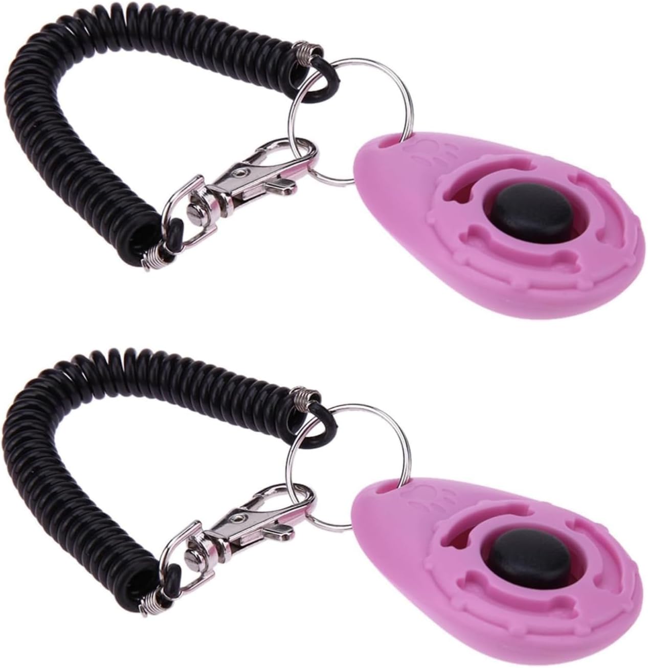 2Pcs Pink Clicker Easy to Use with Button Dog Training Accessories Strong and Long-Lasting,Training and Behavior Aids