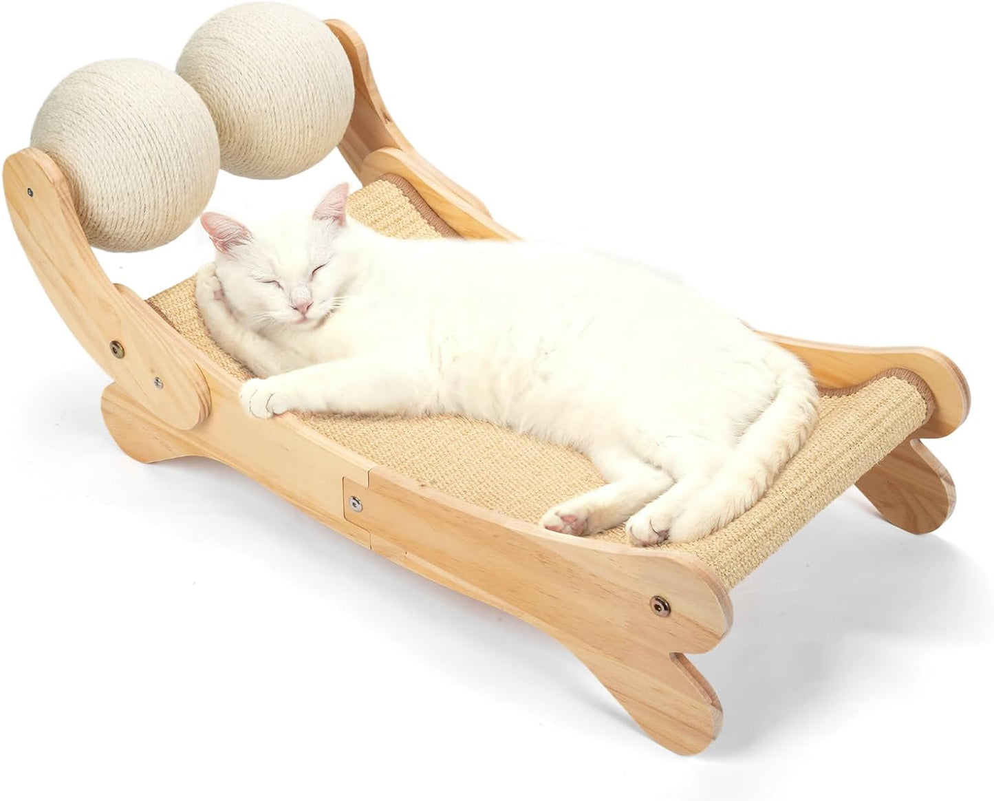 Cat Scratcher Bed Sisal Cat Scratching Pad 27 Inches Scratch Lounger for Indoor Cats Hammock Chair with Large Sisal Ball, Furniture Protector