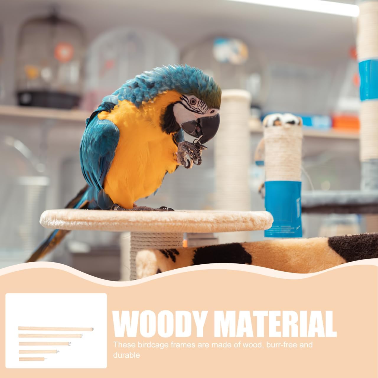 DECHOUS 5Pcs Wooden Bird Perches Parrot Stand Branches Natural Wood Pet Bird Cage Wooden Hanging Perch Platform Hammock Swing Toys Parakeet Cockatiel Stand Accessories