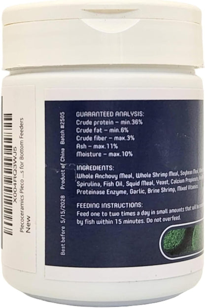 Plecoceramics Algae Wafers Universal Fish Food for Aquarium Fish, Turtles, Goldfish, Catfish - Spirulina Protein Wafers for Bottom Feeders (1.76 oz)