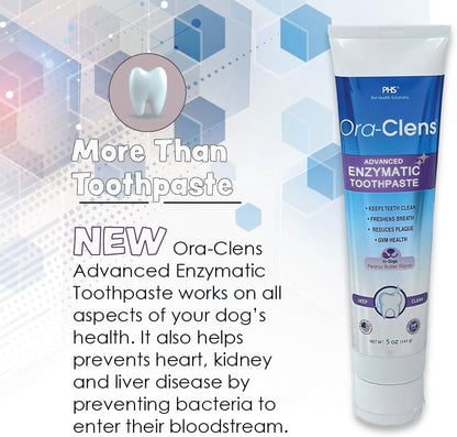 Advanced Enzymatic Toothpaste – Safe and Natural Dog Oral Care Toothpaste – Freshens Breath, Fights Plaque and Reduces Tatar – Tasty Peanut Butter Flavor – 5 Oz