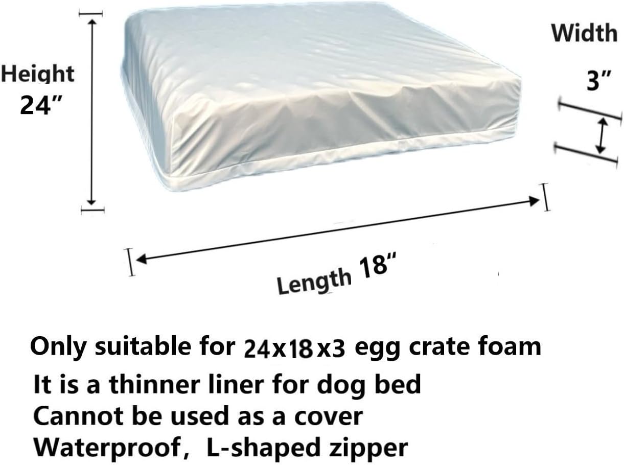 Waterproof Dog Bed Liner with Zipper Removable Washable for 24 x 18 Inch Dog Crate Beds