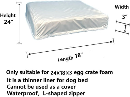 Waterproof Dog Bed Liner with Zipper Removable Washable for 24 x 18 Inch Dog Crate Beds