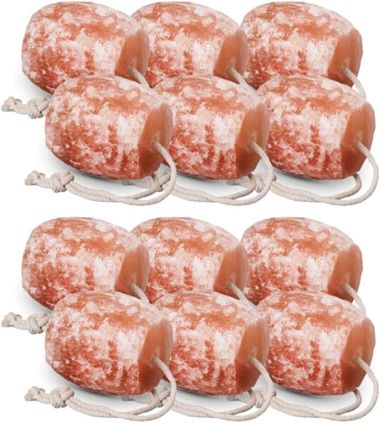 Himalayan Salt Lick 3-4 lbs Each | Pack of 12 | Licking Salt for Horses | Deer Salt Lick Block | Block Salt on Rope | Himalayan Licking Salt for Animals.