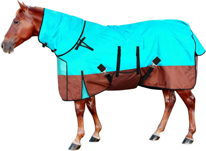 72" Horse Blankets Winter for Real Horses, 600D Waterproof & No Filling Turnout Sheet with Removable Neck Cover, Windproof Tail Flap and Belly Wrap, Suitable for Stables, Pastures and All-Weather Use