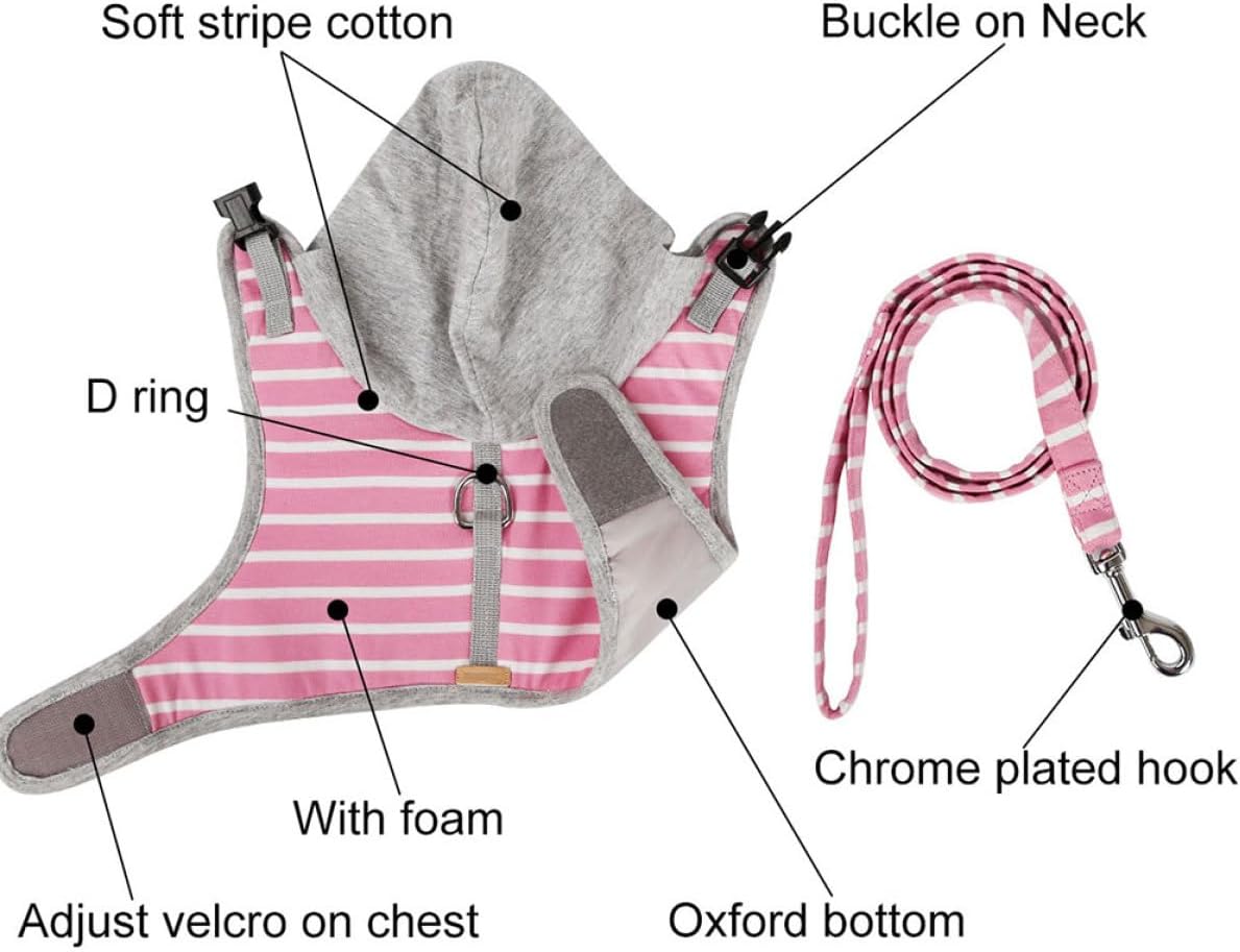 Cat Harness and Leash Set No-Pull Breathable Pink Vest Harness S Size Chest Strap for Walking Small Cats Pet Supplies