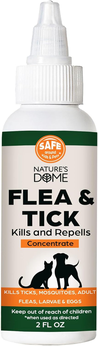 Nature’s Dome Flea & Tick Starter Kit – Makes 3 Bottles (16 oz Each) – Plant-Based, Eco-Friendly Formula – Kills & Repels Fleas, Ticks, Larvae & Eggs – Safe for Pets, Kids & Plants