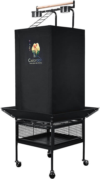 Colorday Good Night Bird Cage Cover for Large Bird Cage with Play Top (Patented), Black 61"