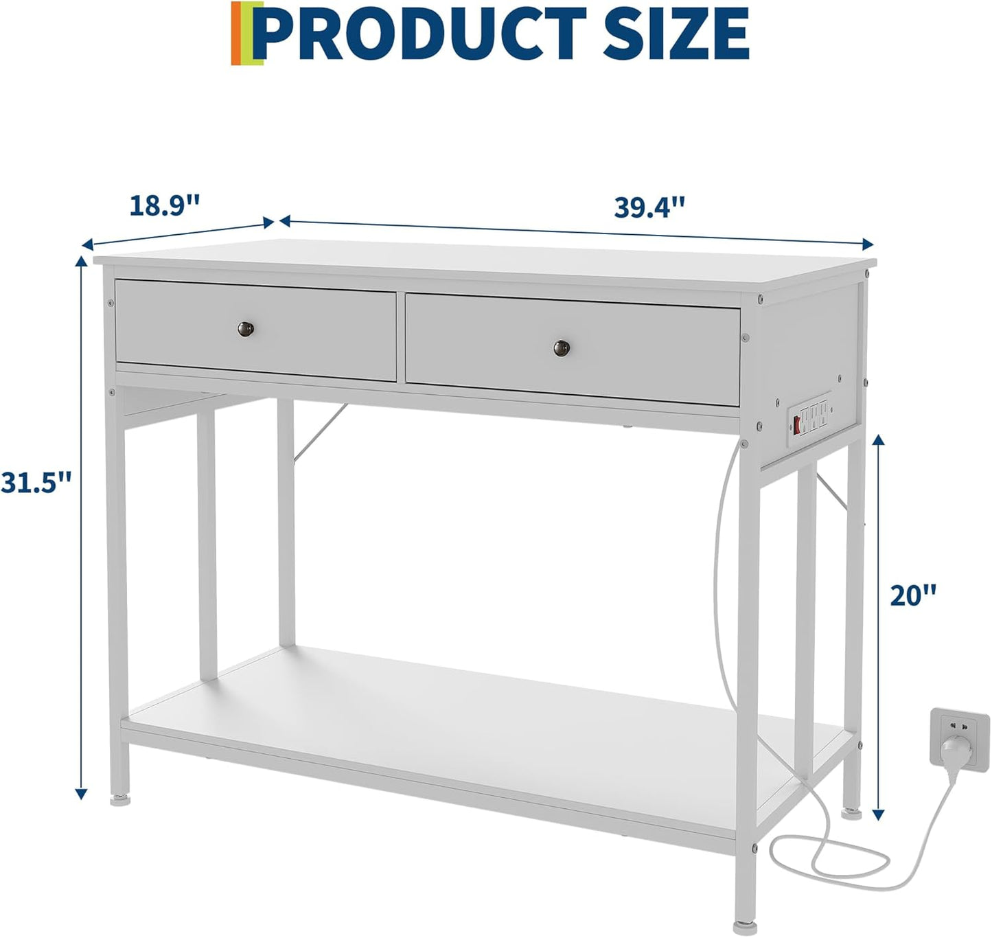 40-50 Gallon Fish Tank Stand with Outlets, 2 Aquarium Reptile Tank Stand with Storage Drawers, Height Adjustable Feet, 660LBS Capacity White
