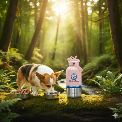 32 OZ Sainless Steel Dog Water Bottle with Lid-HydroPup (Pink)