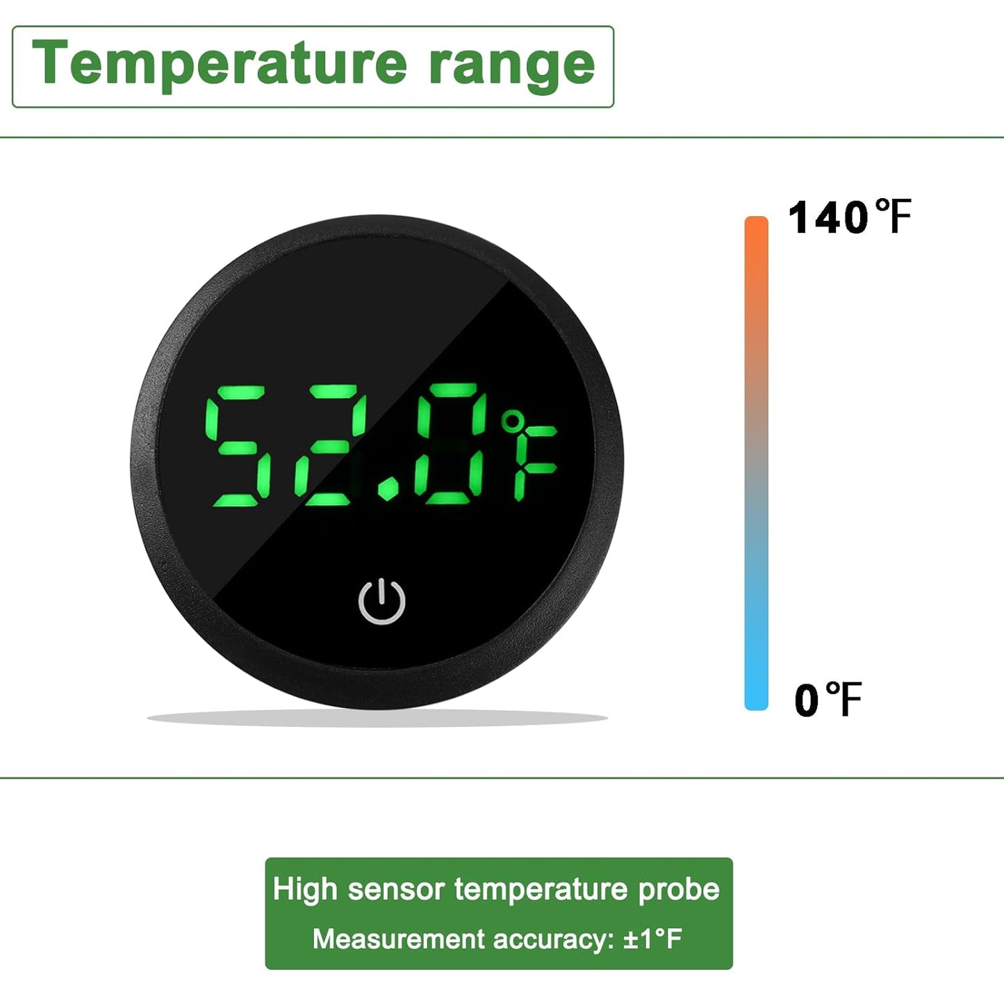 Aquarium Thermometer Digital Fish Tank Thermometer Led Display Fish Tank Temperature Gauge Accurate Thermometer to ±1℉ for Betta Axolotl Turtle Tank (with Spare Battery)