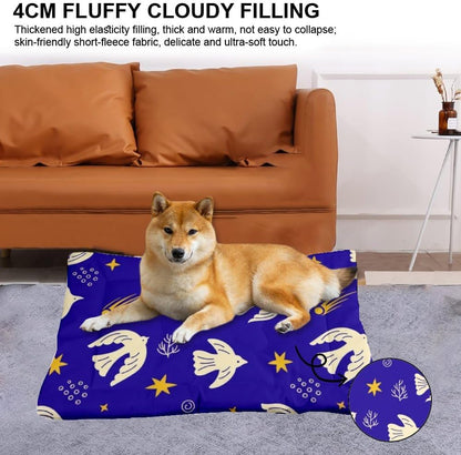 Royal Blue Dove Star Dog Bed Machine Washable Dog Cage Mats for Crates Crate Pad for Dogs Washable Puppy Bed Crate Non-Slip Pet Pet Mat Products Dogs Indoor Outdoor 24X18 Inch