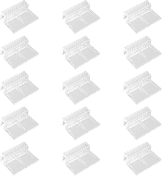 15 Pcs Rimless Aquarium Lid Clips for 5-6mm Glass, Clear Acrylic Aquarium Cover Support Clamps for Fish Tank Lid Holder, Plastic Tank Top Clips for Glass Canopy or Piscine Hoods and Covers